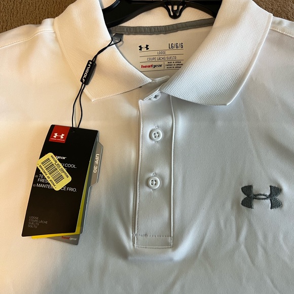 4- New W/Tags L Under Armour,Blue,White,Black,Grey Polo Shirts $140 for all 4. - Picture 2 of 7